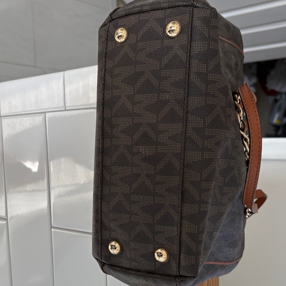Michael Kors Dark Brown Tote with Gold Chain Detail - Picture 5 of 5